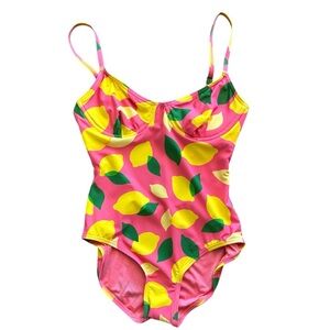 Kate Spade Sea Star Pink Lemon One Piece Swimsuit Size S NWT